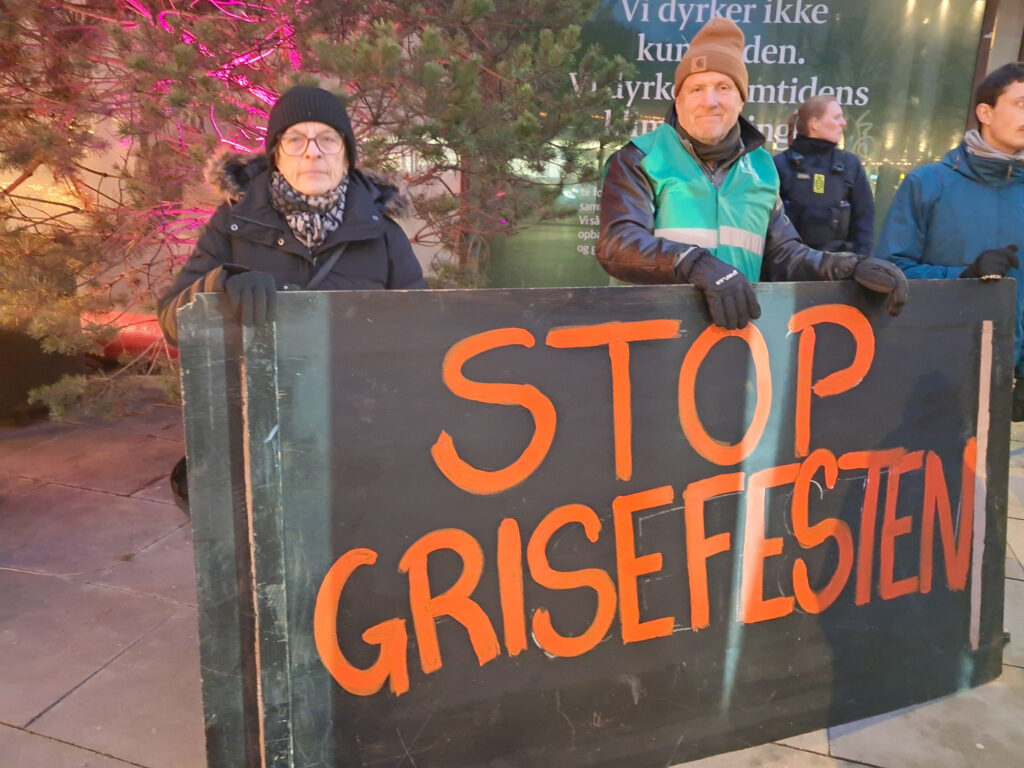 Bedsteforældre med skilt: Stop grisefesten